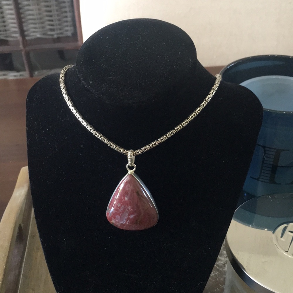 Burgundy stone pendant ONLY